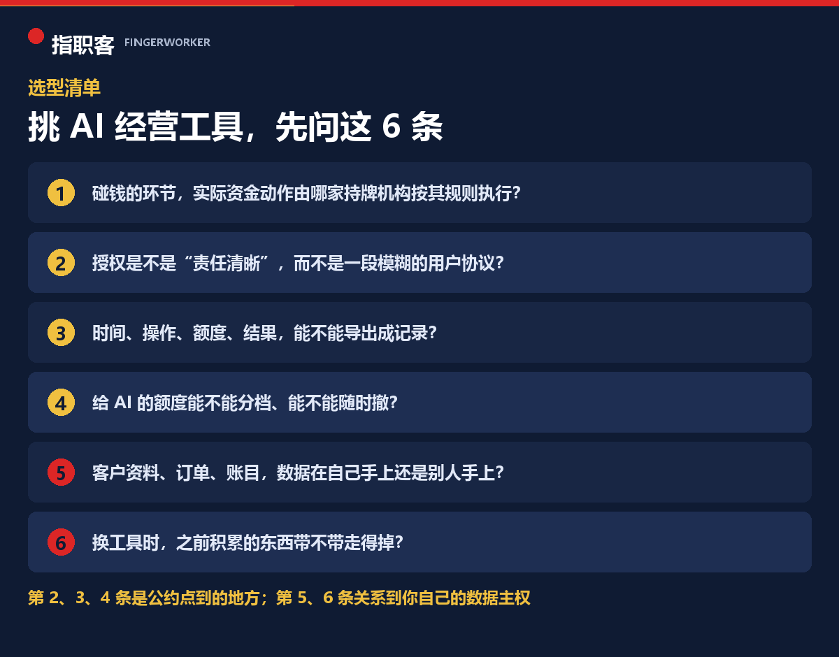 选 AI 经营工具时可以参考的 6 条标准