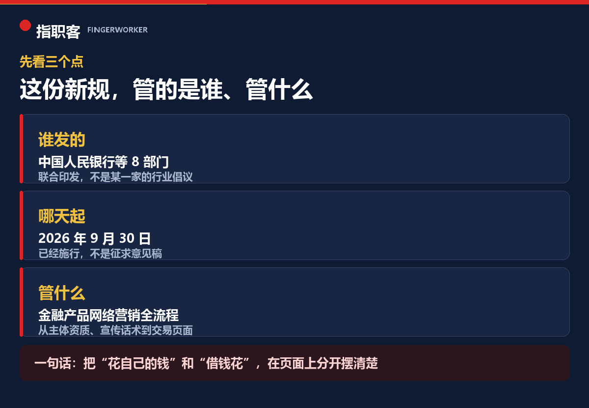 金融产品网络营销管理办法：谁发的、哪天起、管什么